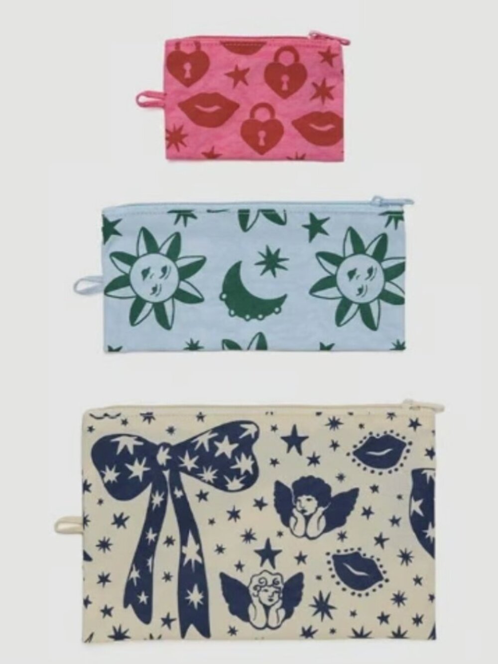 NWT Baggu Flat Pouch Set - CHARMS